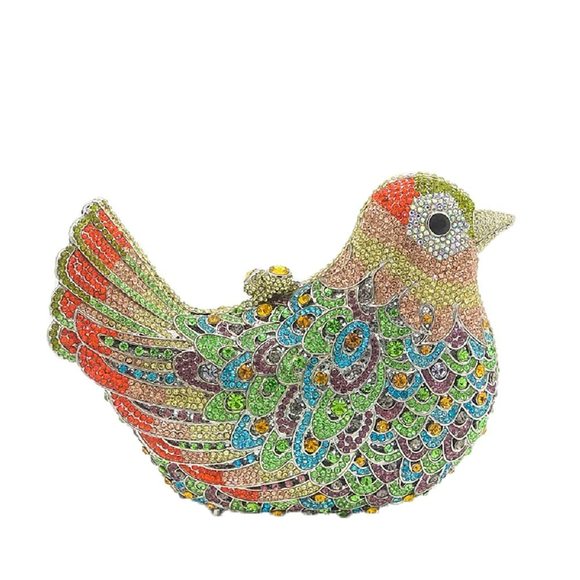 Bird Crystal Clutch Purses Dressy Rhinestone Evening Bag Peon :] - Picture 1 of 9